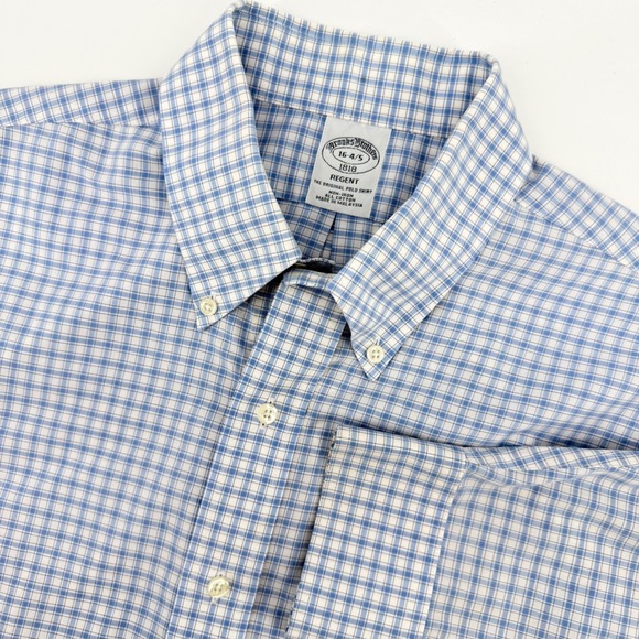 Brooks Brothers Other - Brooks Brothers Button Down Mens 16 4/5 Blue Regent Non-Iron Check Lightweight